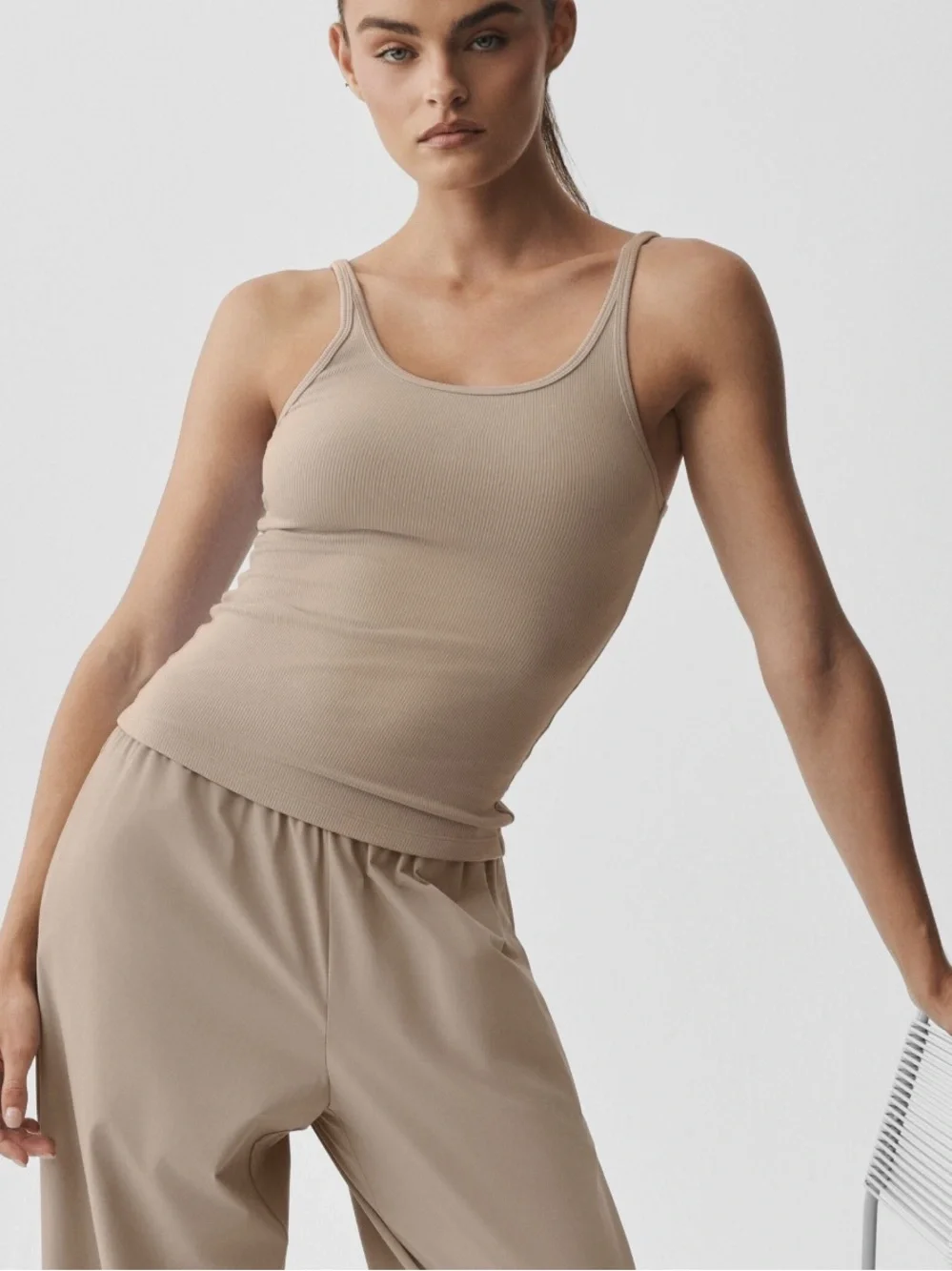 ALO Ribbed Adore Tank - Gravel